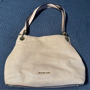 Michael Kors Soft Pebbled Cream Shoulder Hobo with Gold Hardware